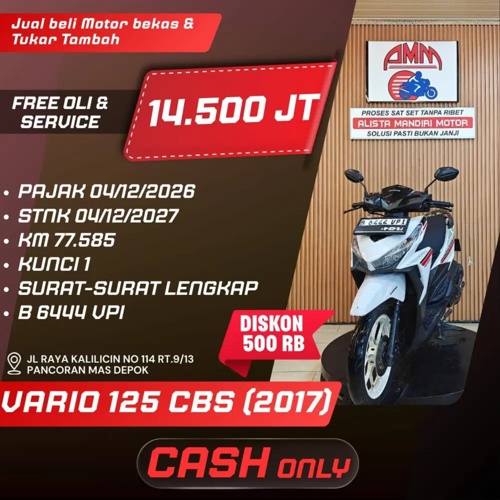 VARIO 125 CBS 2017 PAJAK HIDUP CC 0% KREDIVO TOKPEDIA SPAYLATER GOPAY
