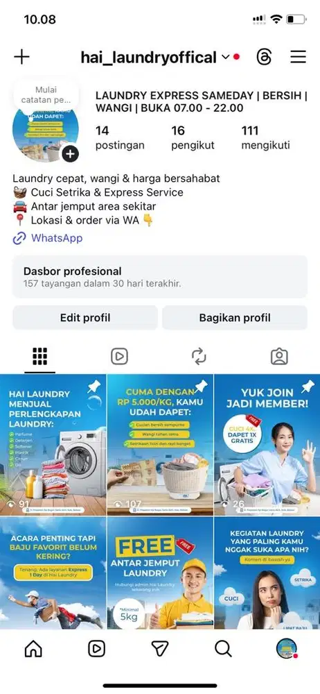 Crew laundry (cuci dan setrika)