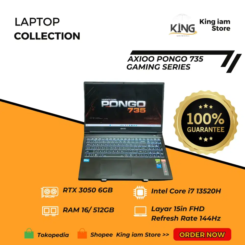Axioo Pongo 735 i7 13620H RTX 3050 6GB 16/512GB SSD FHD 144Hz