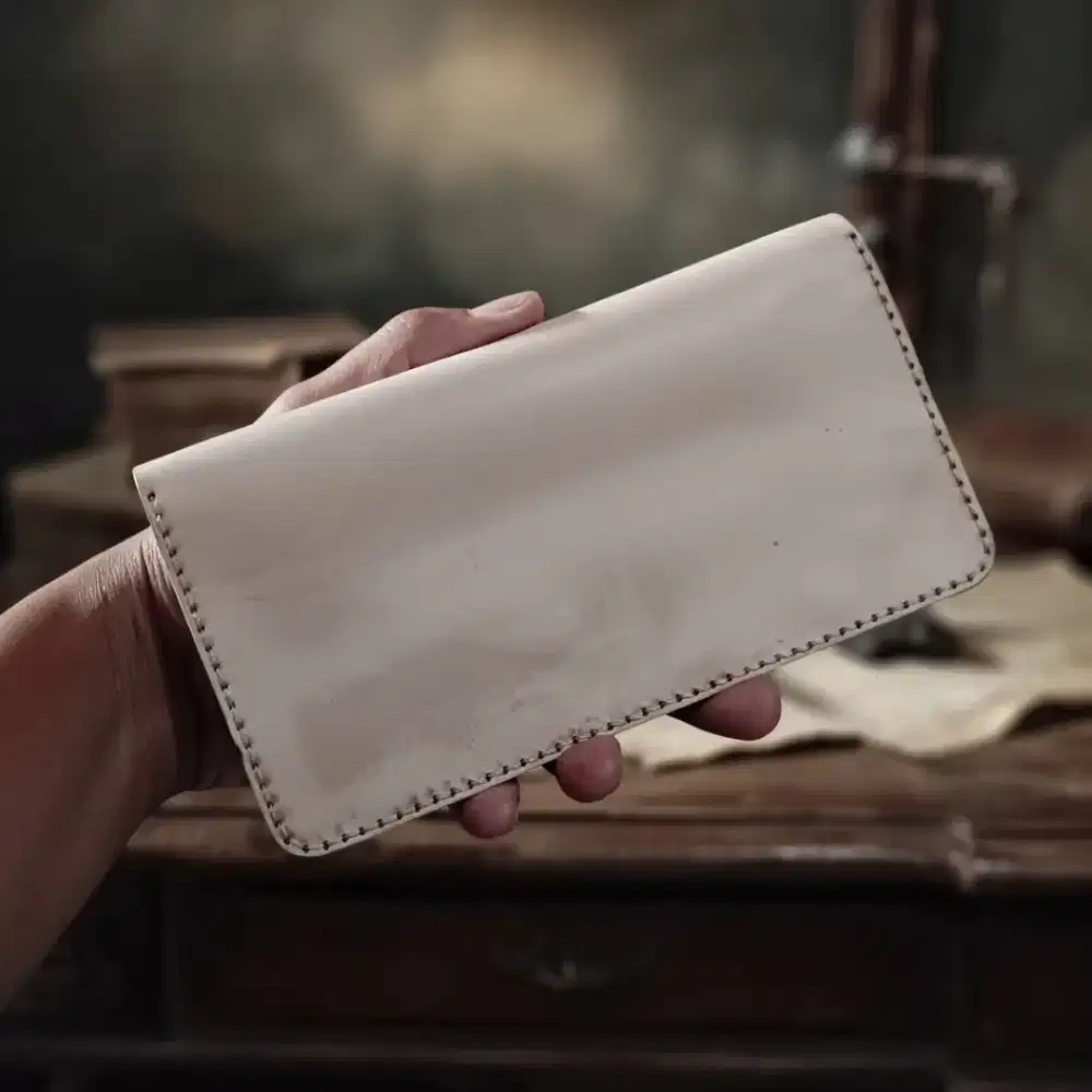 Dompet panjang full kulit sapi jenis vegtan jahit tangan