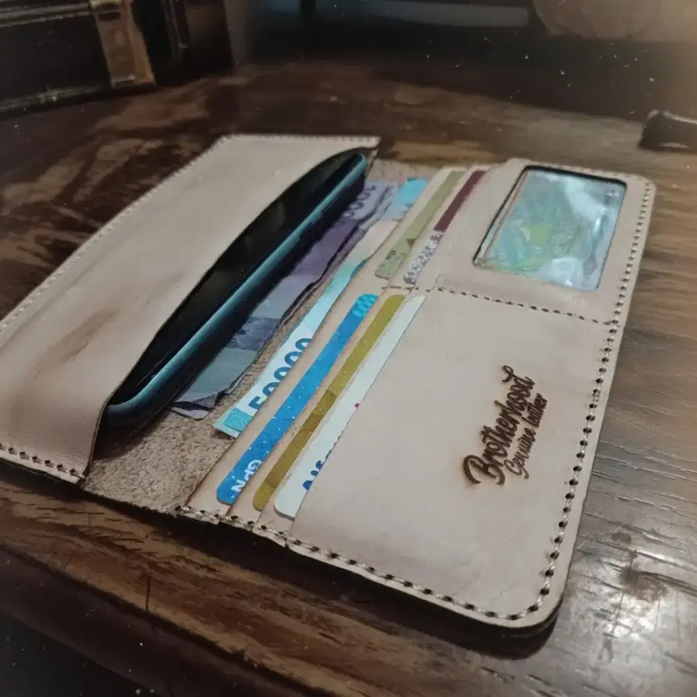 Dompet panjang full kulit sapi jenis vegtan jahit tangan