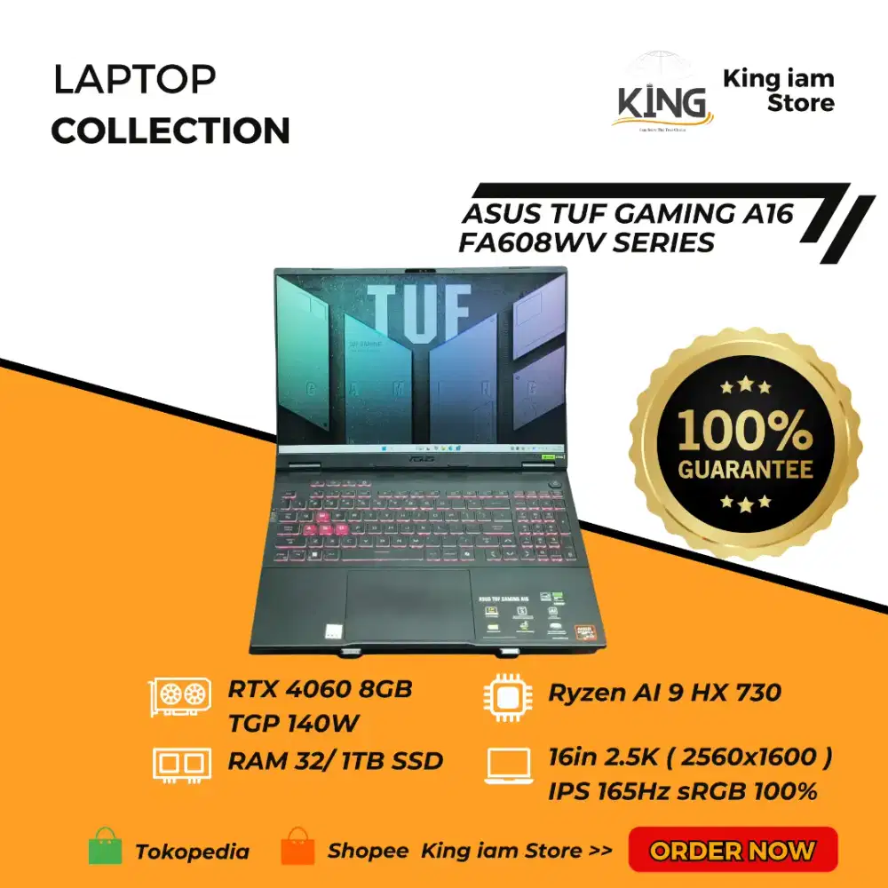 ASUS TUF A16 FA608WV Ryzen AI 9 HX RTX 4060 32GB 1TB SSD 2.5K 165Hz