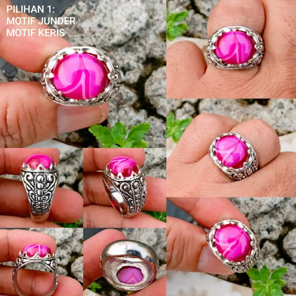 Pilihan Batu Red Fanta Motif JUNDER Natural Agate Chalcedony