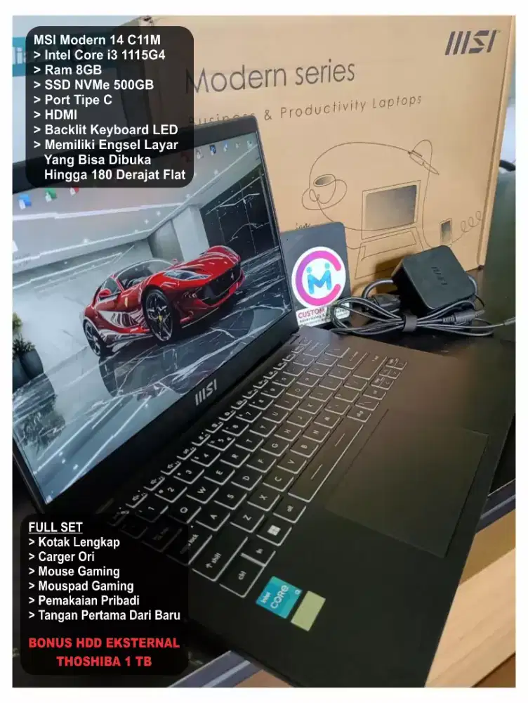MSI Modern 14 C11M i3-1115G4 | 8GB | SSD 500GBl BISA NEGO