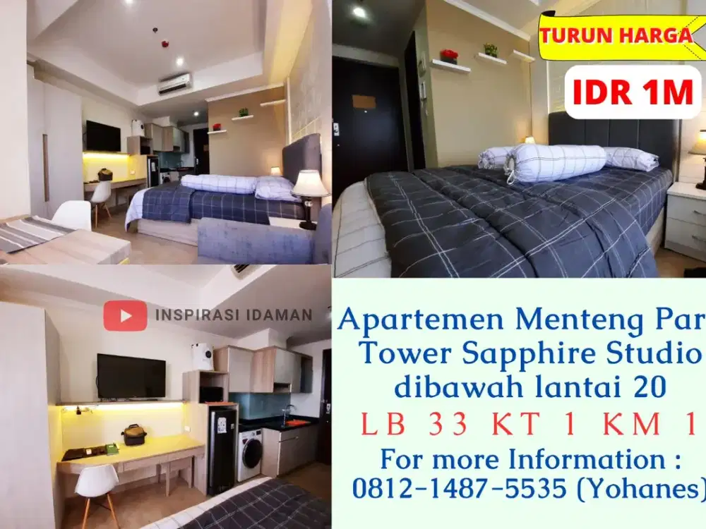 Menteng Park Tower Sapphire LB 33 Studio dibawah lantai 20
