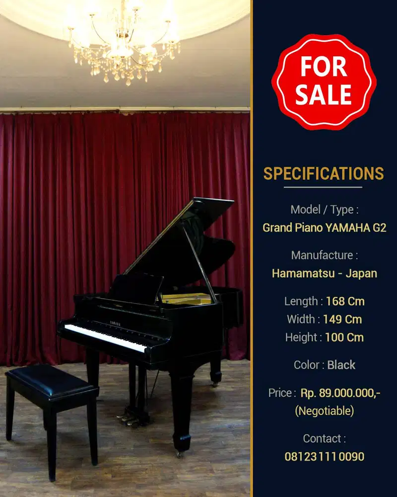 Sale Grand Piano Yamaha G2 Asli (Dijual Cepat)