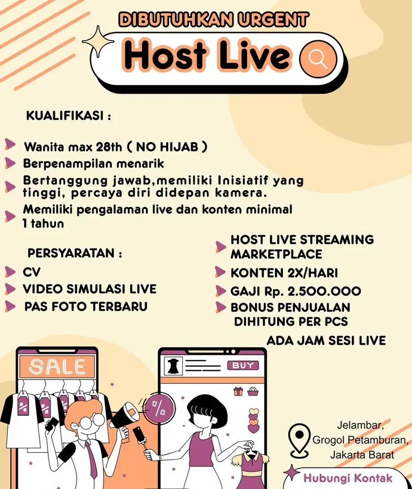 BUTUH HOST LIVE SECEPATNYA