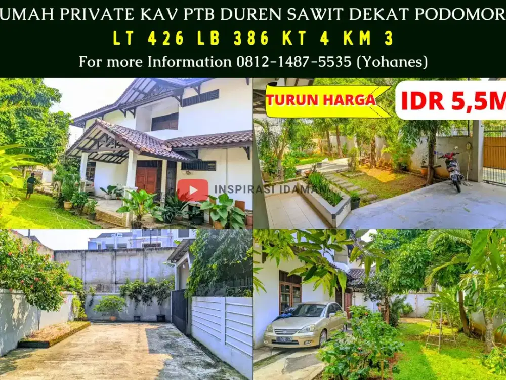 Rumah Private 426mtr kav PTB Duren Sawit dekat Podomoro
