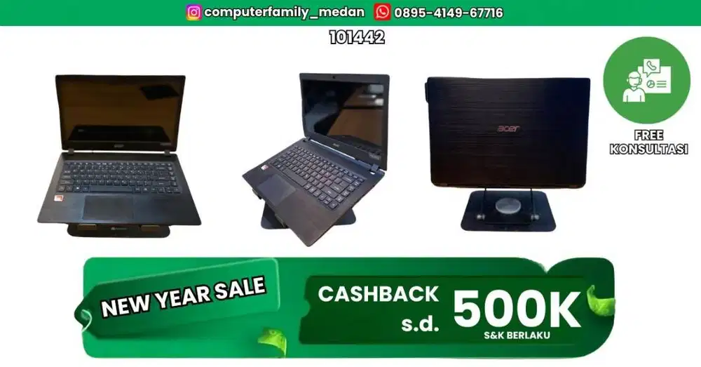 ACER ASPIRE A314-21 14INC HD AMD A4 9120E RAM 4GB SSD 256GB-SLIM-MULUS