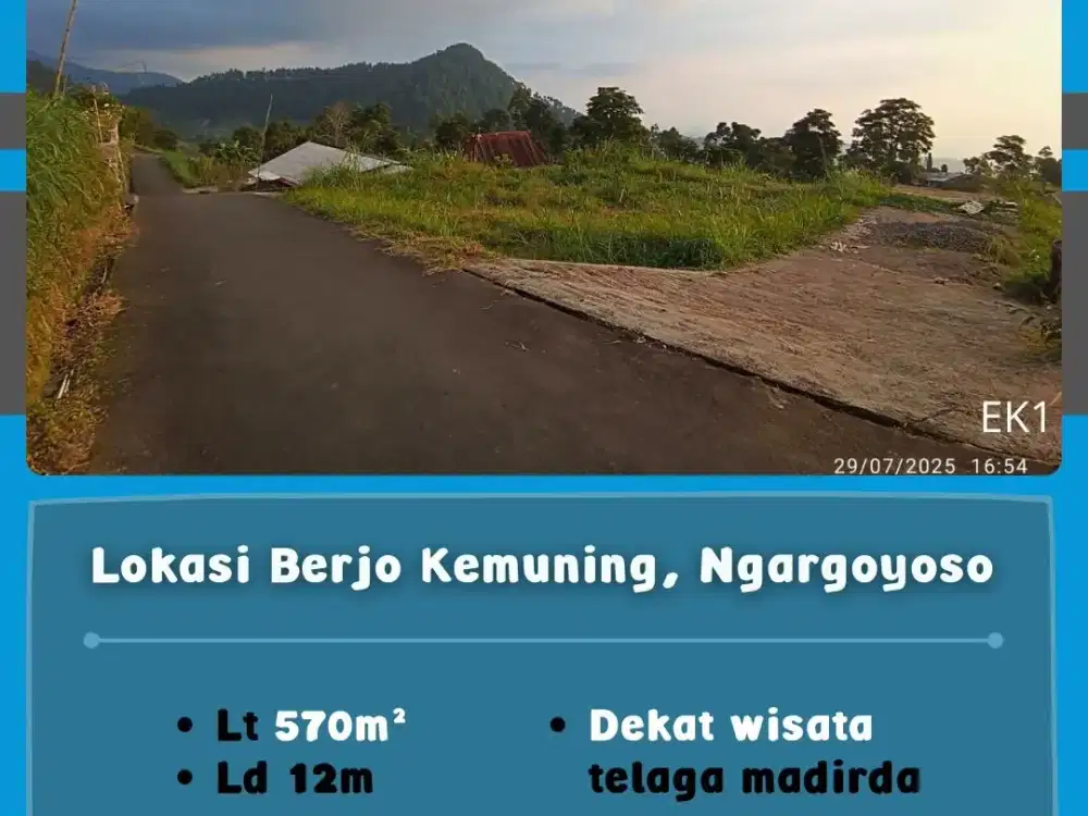 Tanah Lokasi Berjo Kemuning, Ngargoyoso Dekat Tempat Wisata Kemuning