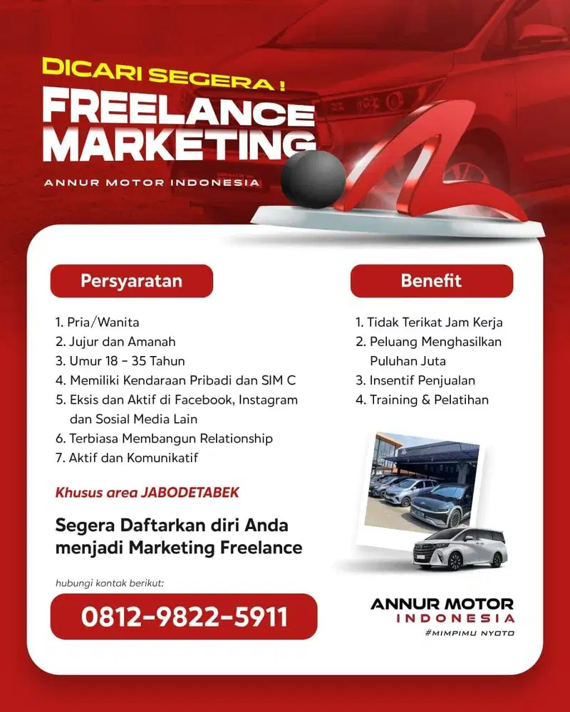 Lowongan Marketing Freelance Otomotif