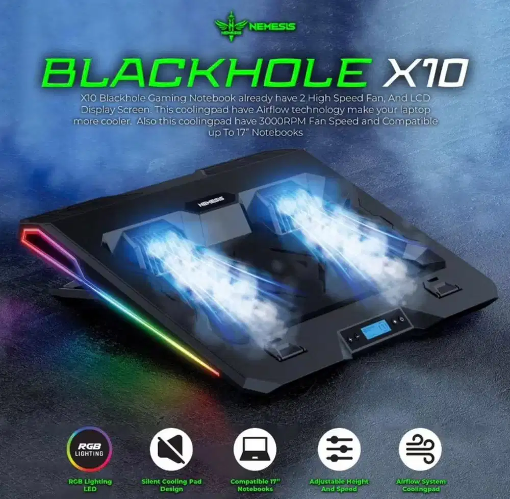 Coolingpad Fan Laptop NYK NEMESIS BLACKHOLE X10