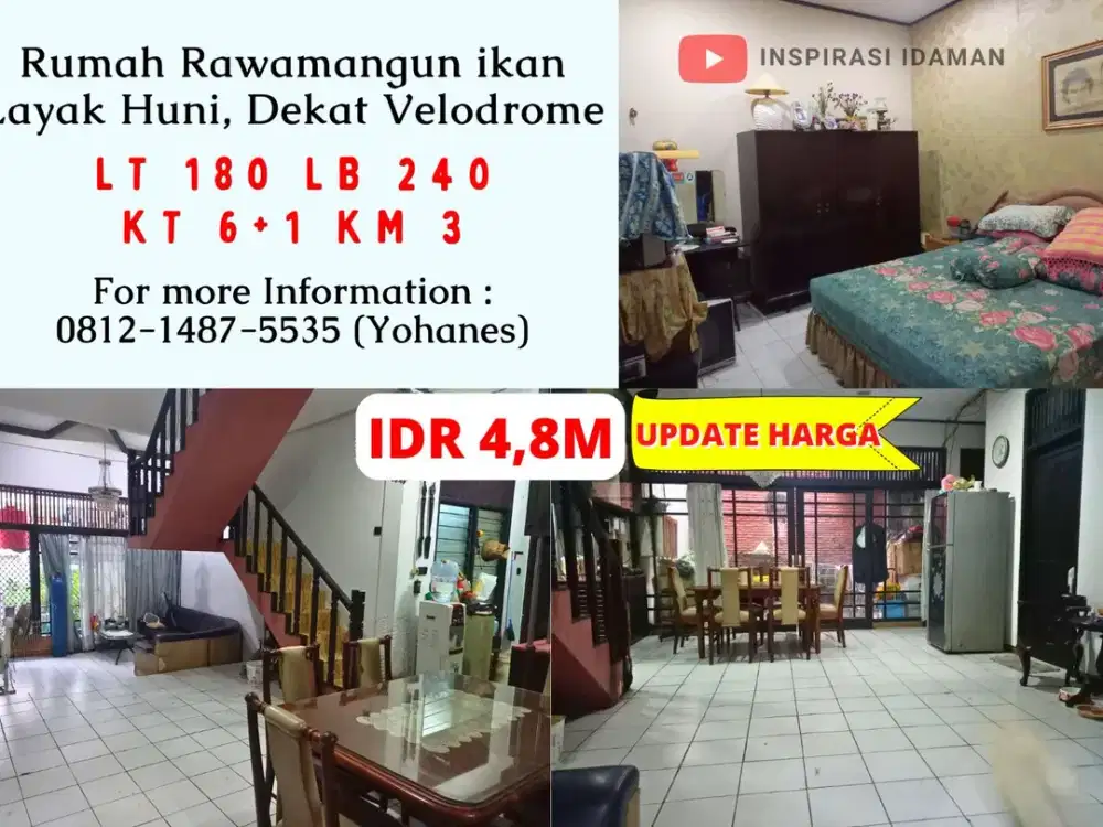 Rumah 180mtr Rawamangun ikan layak huni