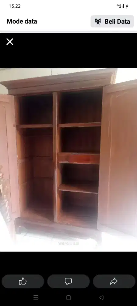 Lemari kayu jati pintu 2 bekas dah melamin seperti baru