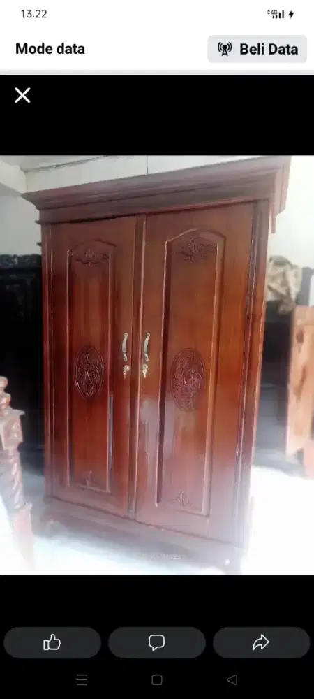 Lemari kayu jati pintu 2 bekas dah melamin seperti baru