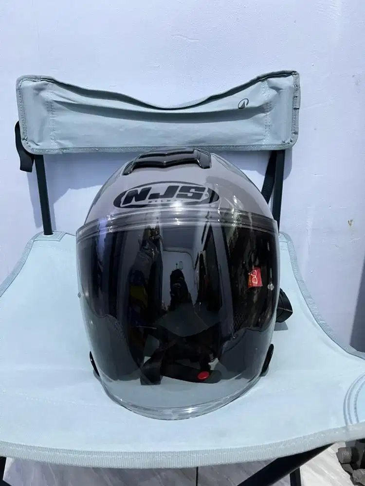 Helm NJS KAIROZ stone grey glossy size XL (No Box) + intercom zacro