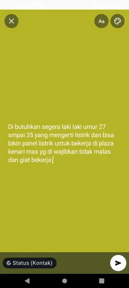 Di butuhkan segera pekerja cewe dan cowo