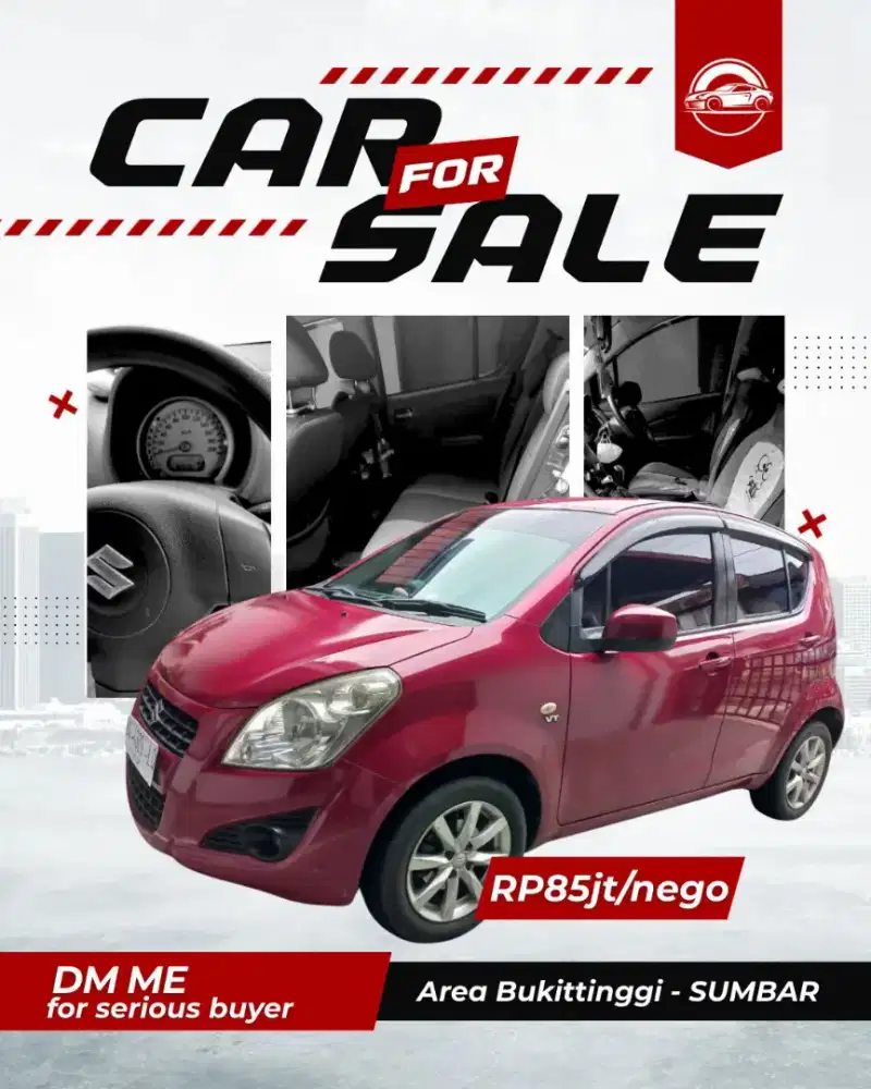Mobil Suzuki Splash 2014/AT plat BA Bukittinggi warna merah