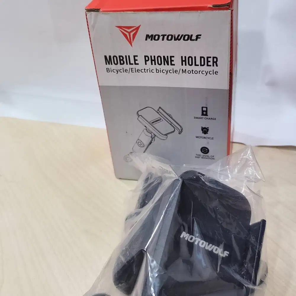 Holder HP Motor Motowolf Original – Putar 360° – Jepit Spion