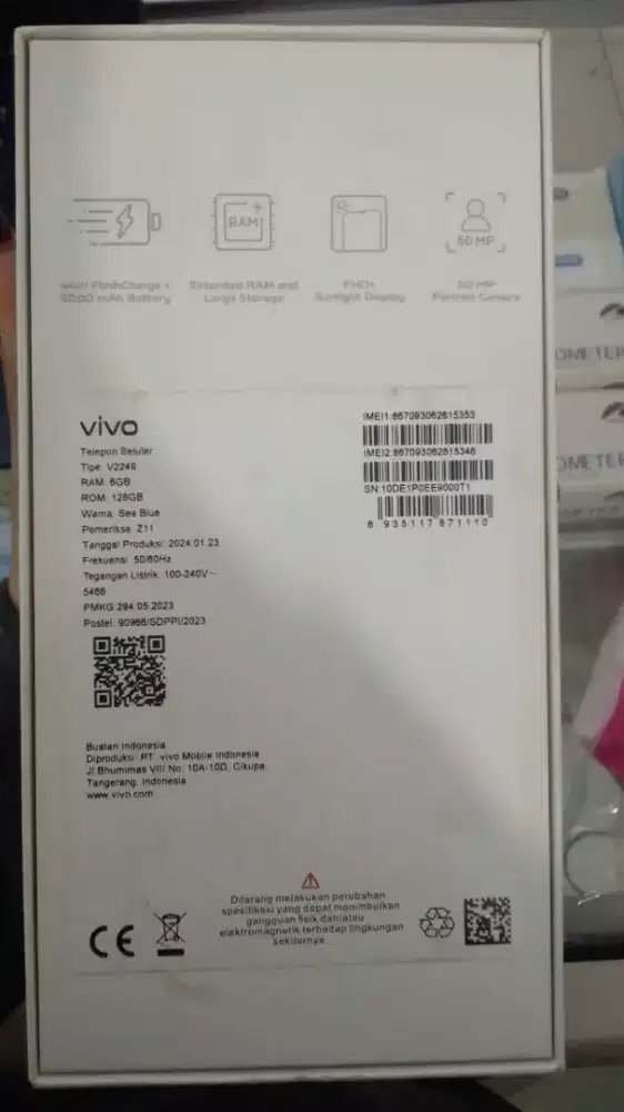 Jual vivo y27 full set dus unit