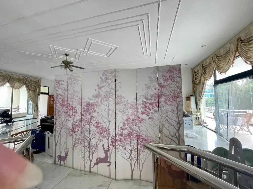 Wallpaper Dinding 3D Murah Berkualitas Tirai Pohon Sakura Pink Tree Se