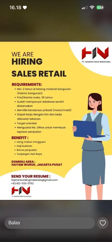 SALES RETAIL INTERIOR BANGUNAN