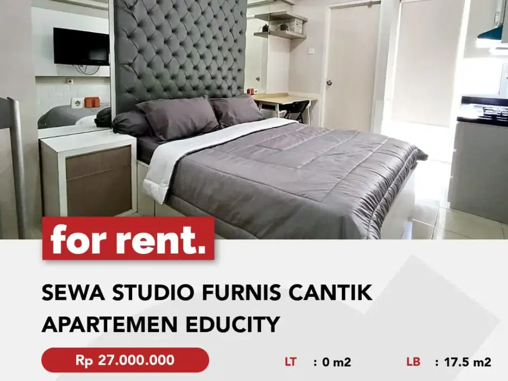 SEWA STUDIO FURNIS CANTIK APARTEMEN EDUCITY