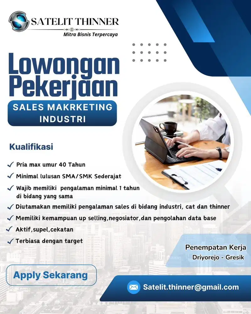DIBUTUHKAN SEGERA SALES MARKETING INDUSTRI