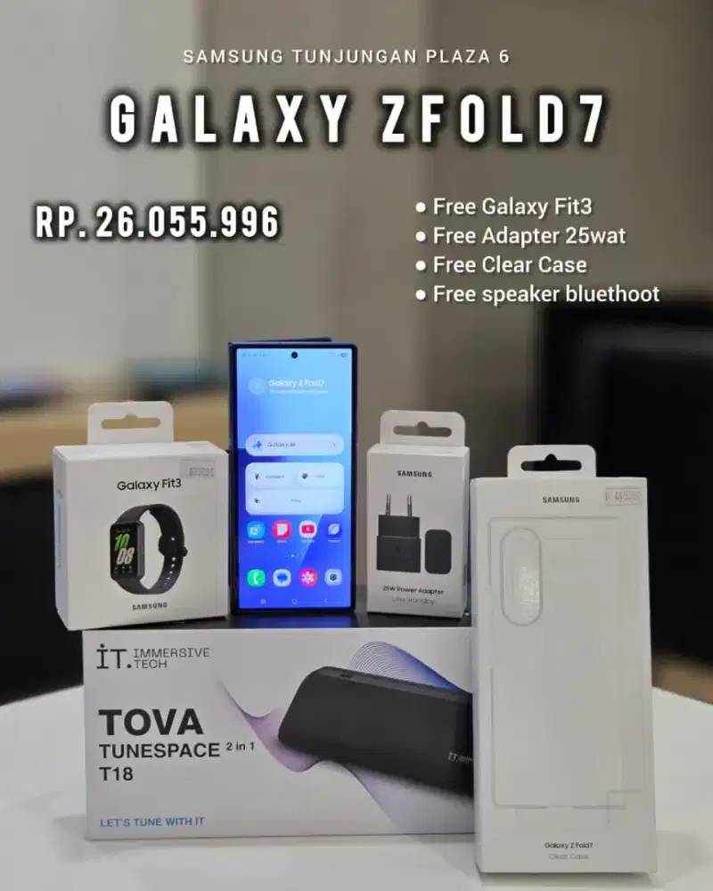 Samsung Galaxy ZFold 7 Free Galaxy Fit3, Adapter25w, Clear Case