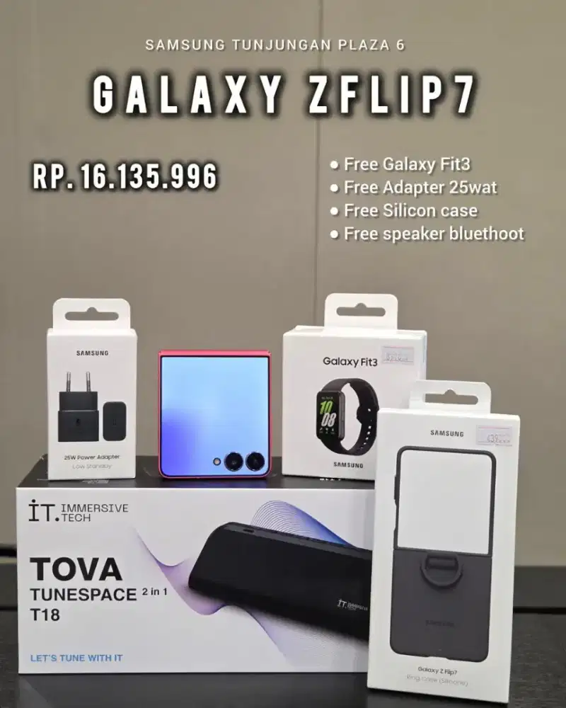 Samsung Galaxy ZFlip 7 Free Galaxy Fit3, Adapter 25w, Silicon Case
