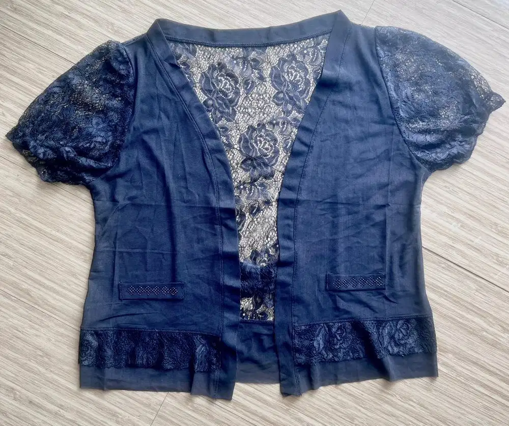 Women Outwear Atasan Brukat Lace Hitam All Size