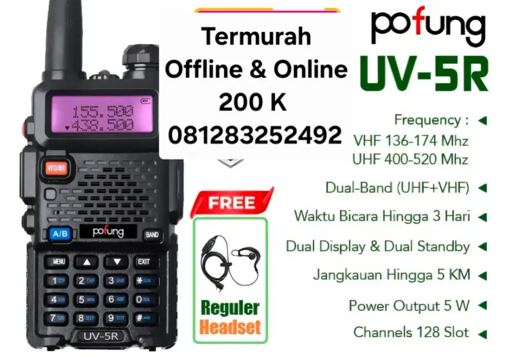 HT Pofung UV5R Dualband UHF/VHF Walkie Talkie