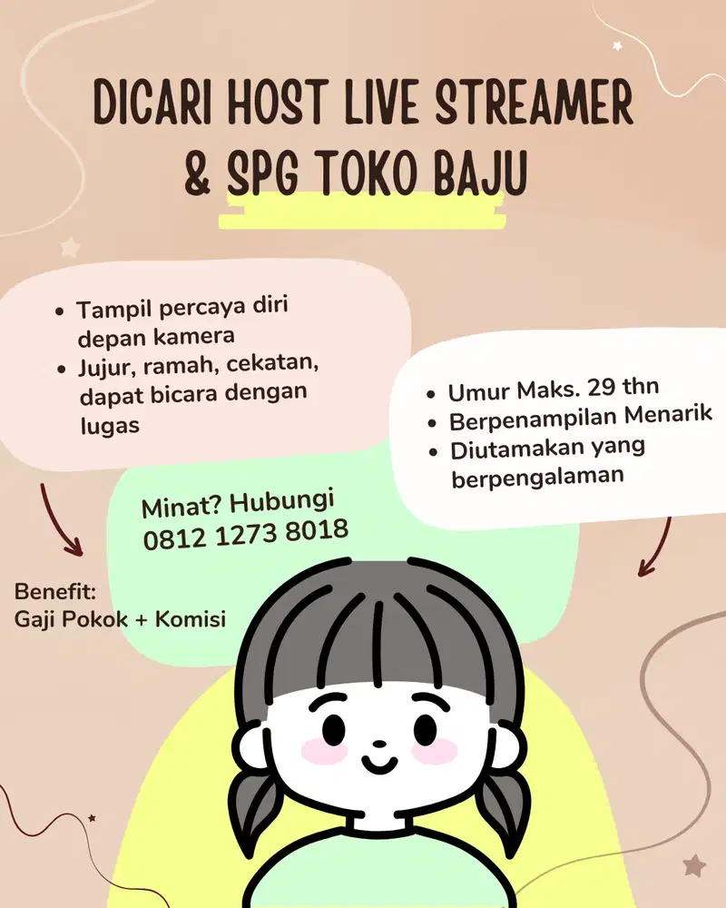 DICARI LIVESTREAMER FULLTIME DENGAN BONUS KOMISI MENARIK