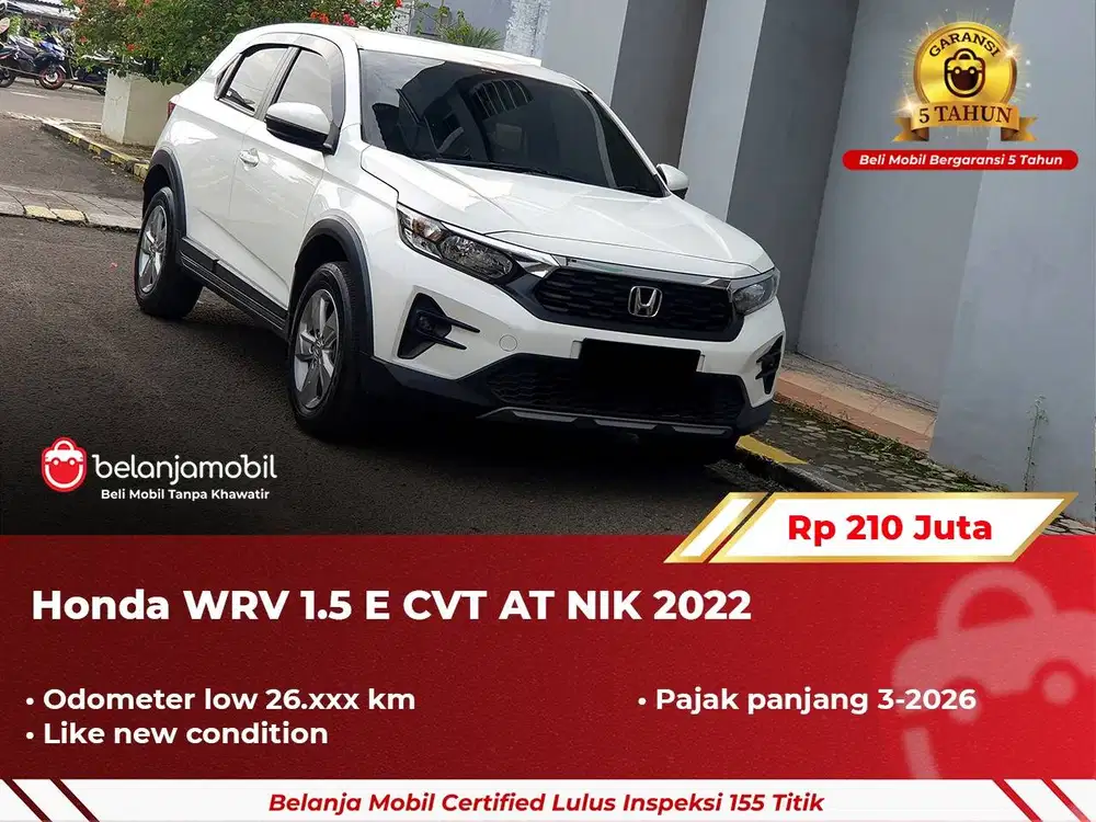 [ GARANSI 5TH ] Honda WR-V WRV WR V 1.5 E CVT AT Putih NIK 2022 2023