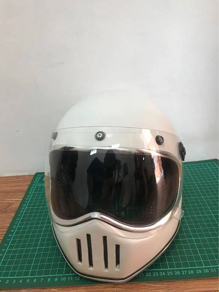 Helm Full Face Retro Putih Kaca