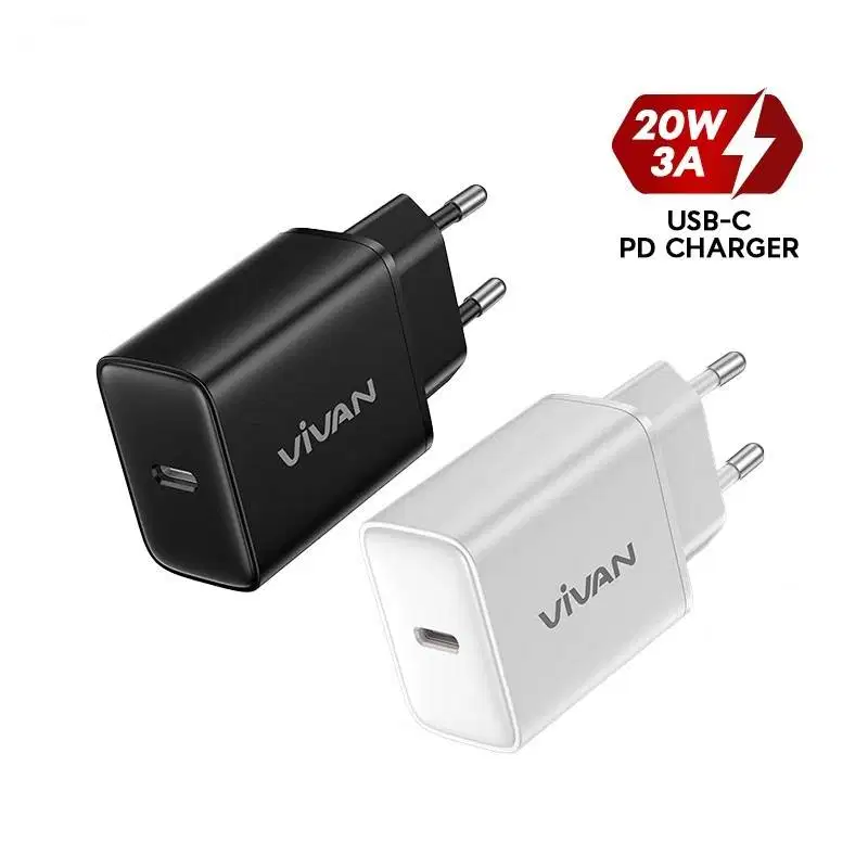 ADAPTOR ANDROID & IPHONE VIVAN C20C 20W 3A FAST CHARGING