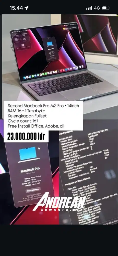 Macbook pro chipset M2 pro 14 inch 16/1tb