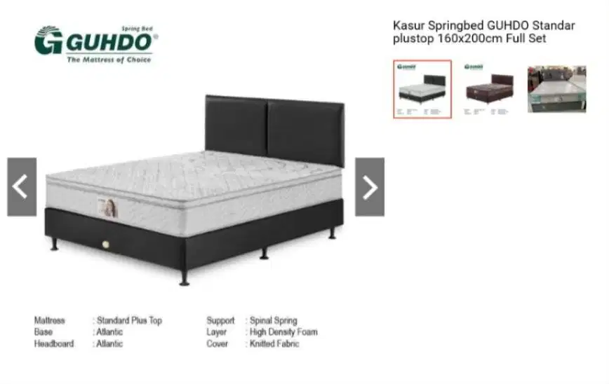 Kasur Springbed GUHDO Tsndar plustop 160x200cm