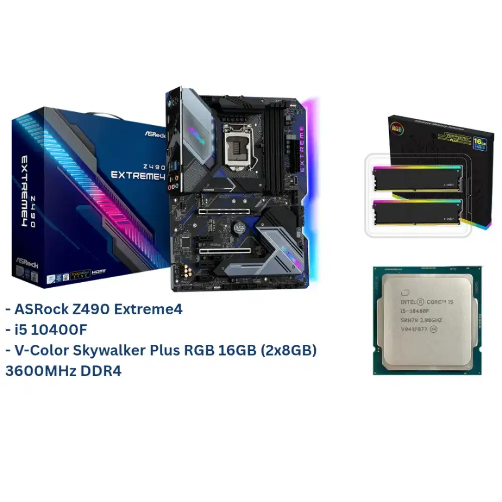 [Bundle] i5 10400F + ASRock Z490 Extreme4 + V-Color RGB 16GB 3600MHz