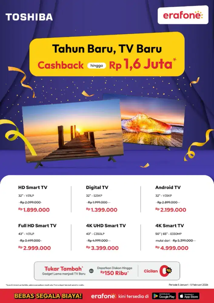 TV MULAI DARI 1JT AN BISA KREDIT SYARAT HANYA KTP PROSES CEPAT