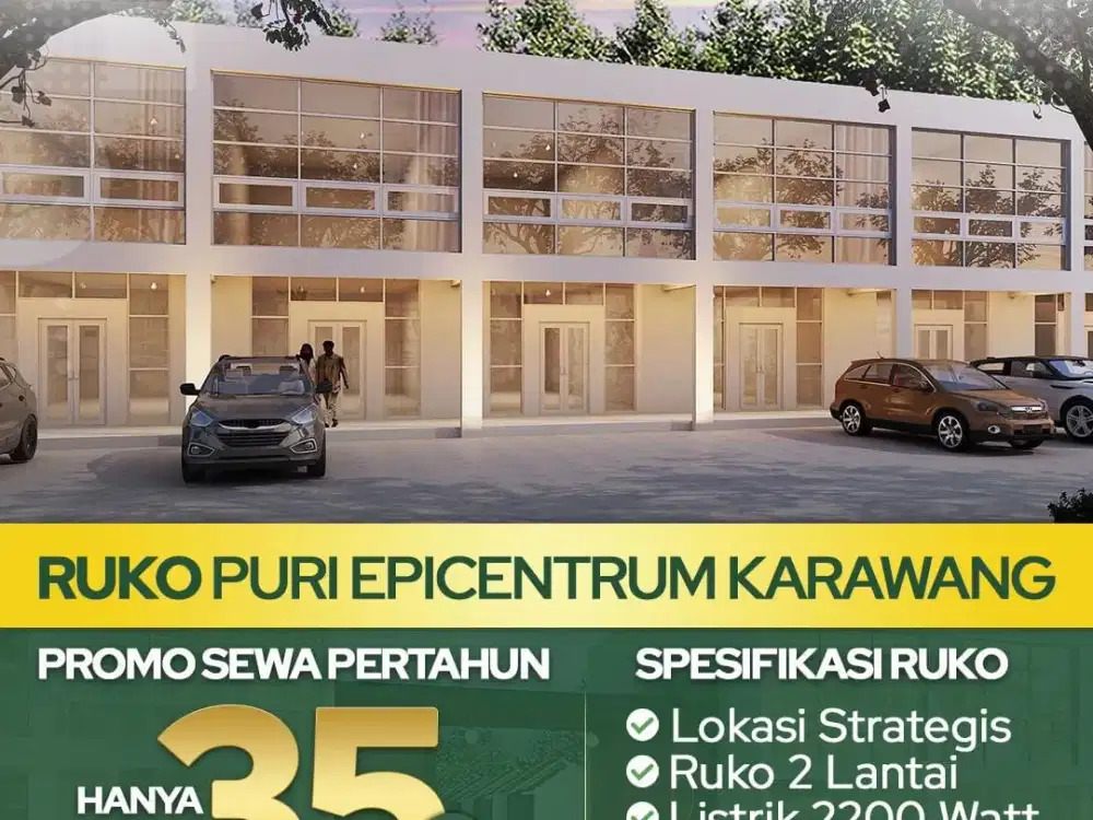 Disewakan ruko 2 lantai dekat dengan pasar kosambi karawang harga hanya 35 juta per tahun gratis 6 bulan