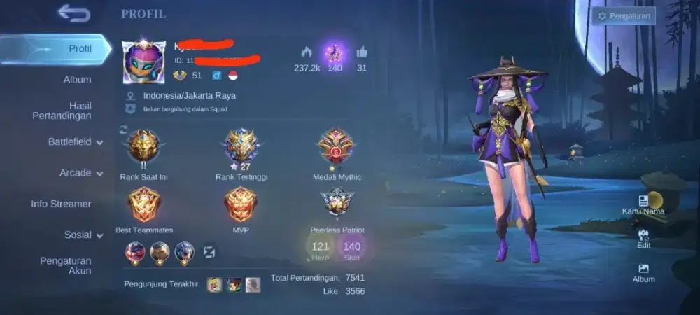 AKUN GAME ML SULTAN FANNY LEGEND SKYLARK & ROGER TRANSFORMER SIAP MAIN