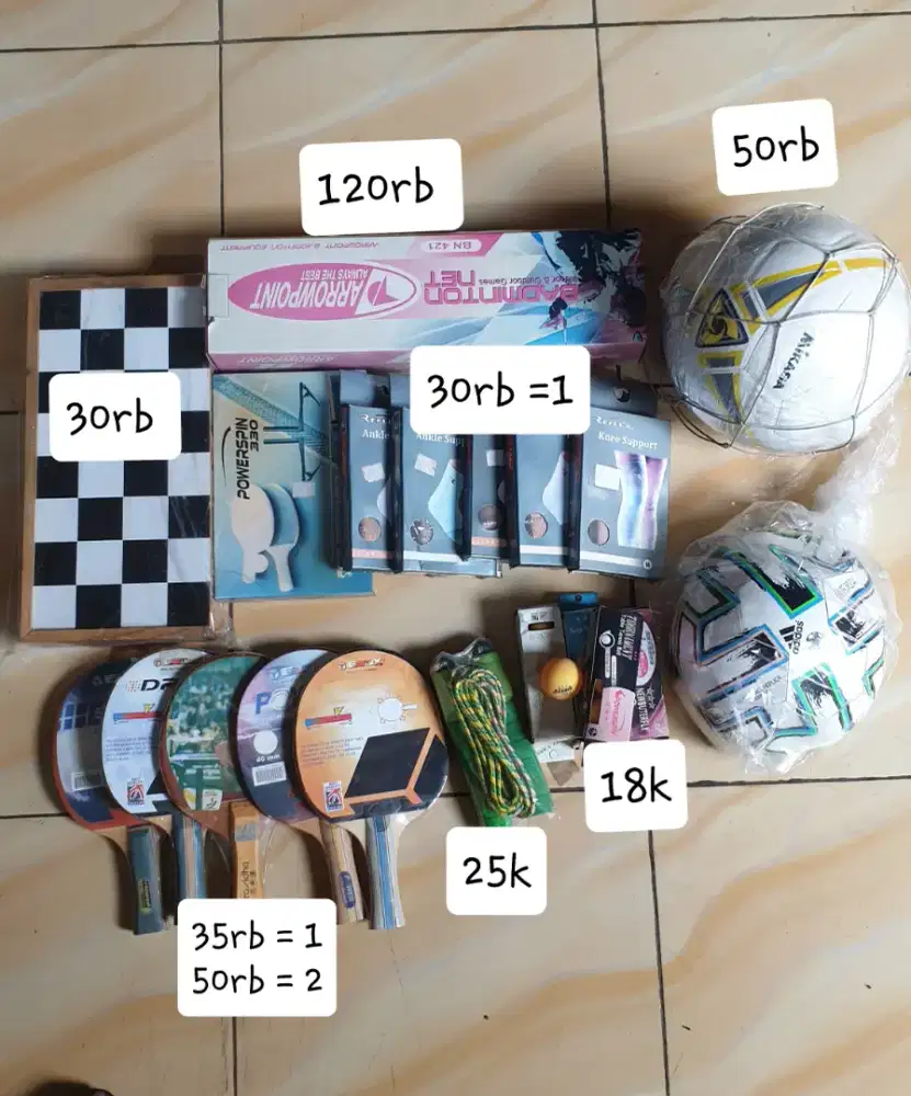 Bola, tenis meja, catur, skiping, angkle