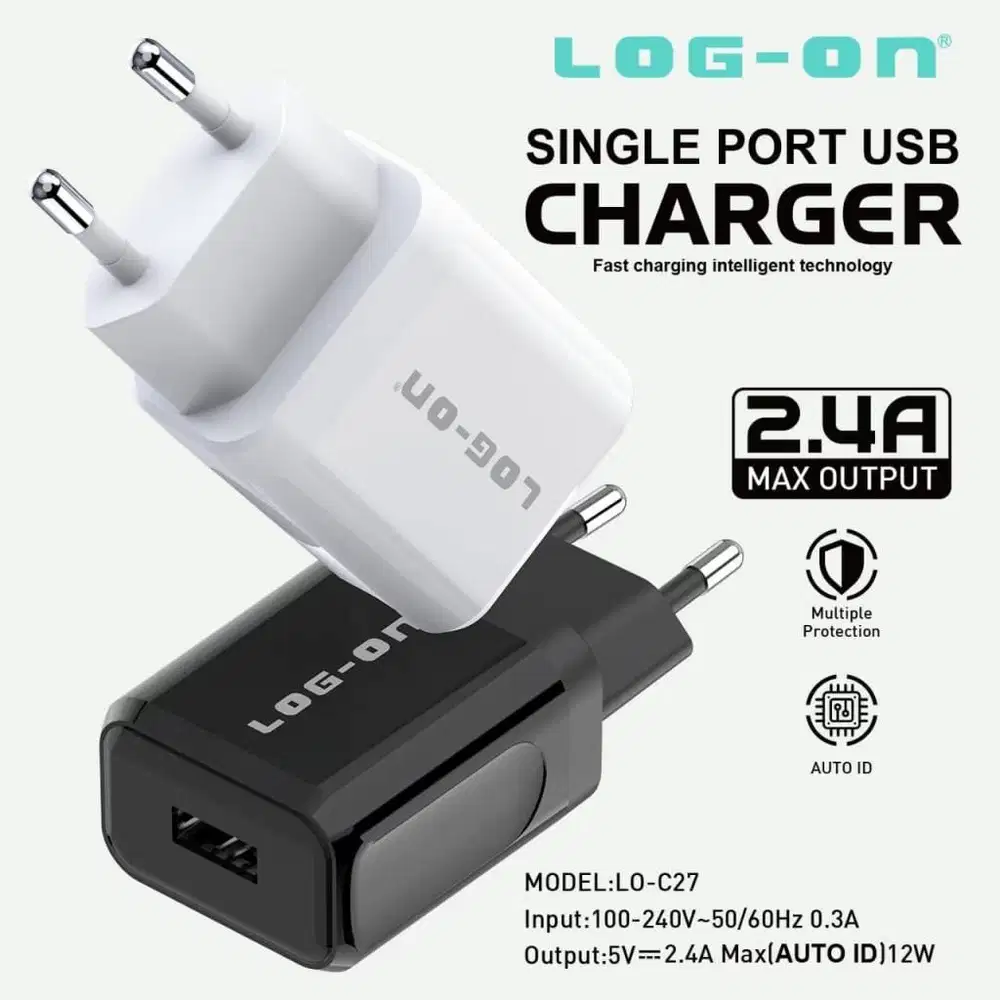 ADAPTOR CHARGER LOG ON LOC-27 2.4A 12W AUTO ID