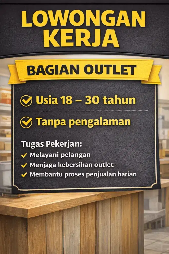 Membutuhkan segera! Outlet crew