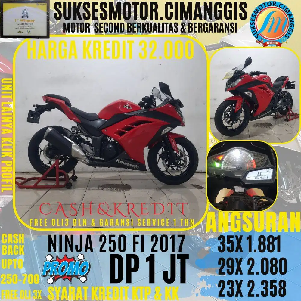 DP 1 JUTA TERMURAH NINJA 250 FI CASHBACK UPTO 700 RIBU FREE OLI 3X