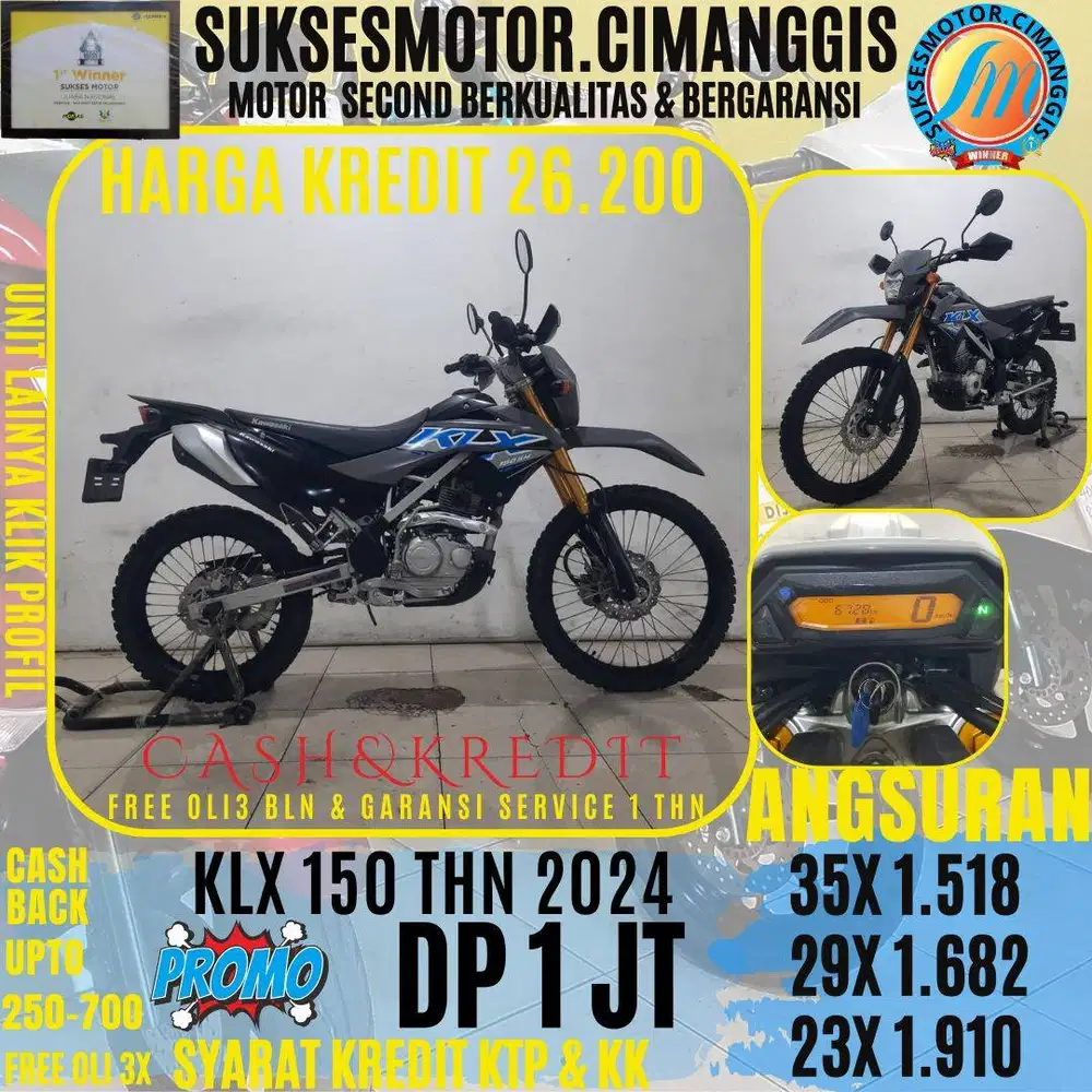 DP 1 JT TERMURAH CASHBACK UPT 700 RBU FREE OLI 3X KLX 150 SERIES