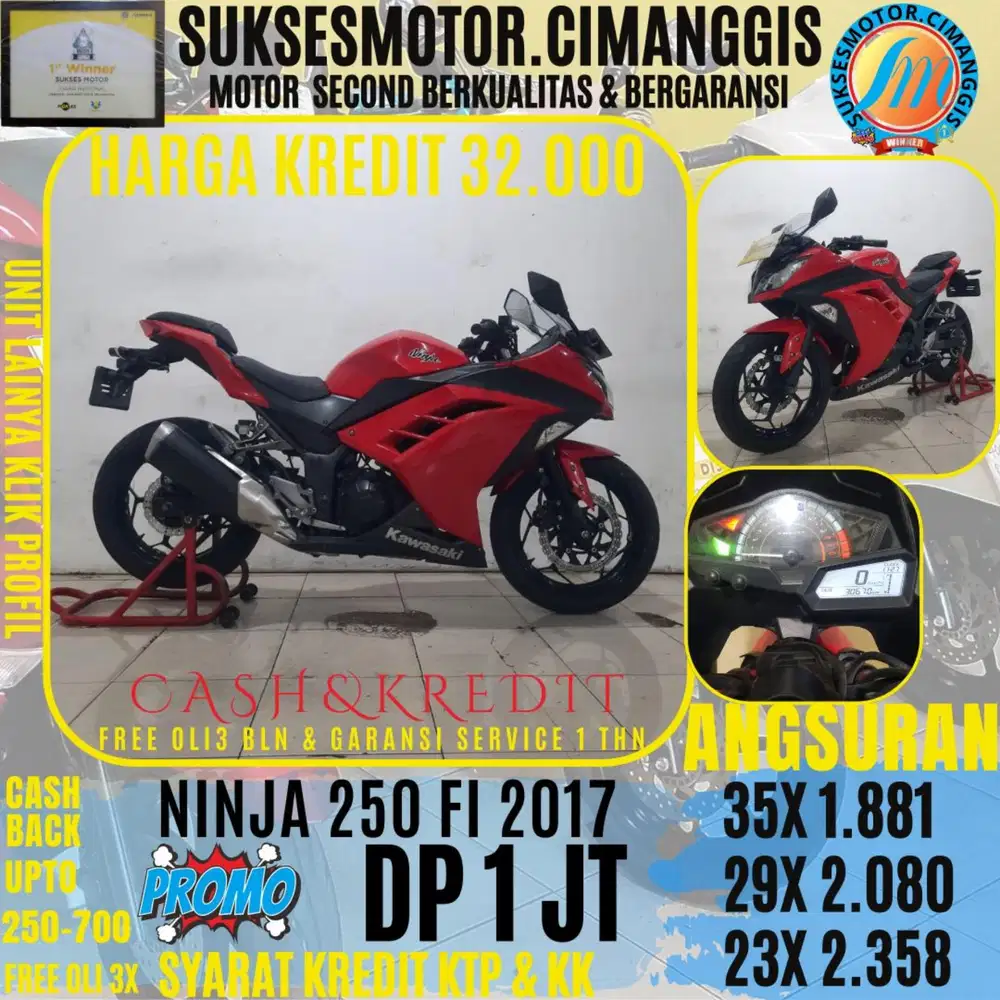 DP 1 JT TERMURAH NINJA 250 FI CASHBACK UPTO 700RBU FREE OLI3BLN