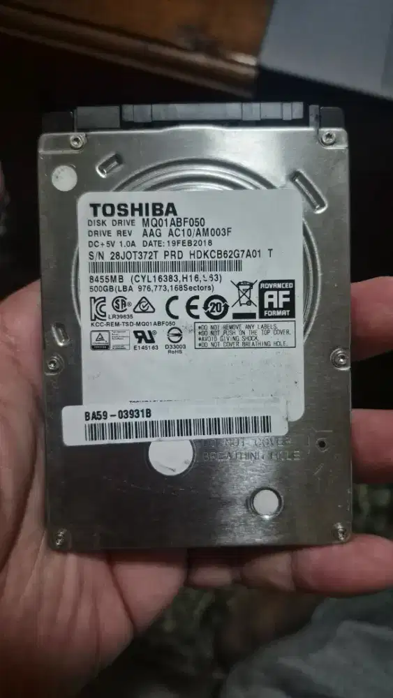 Hdd Toshiba 2,5 inch slim 500gb