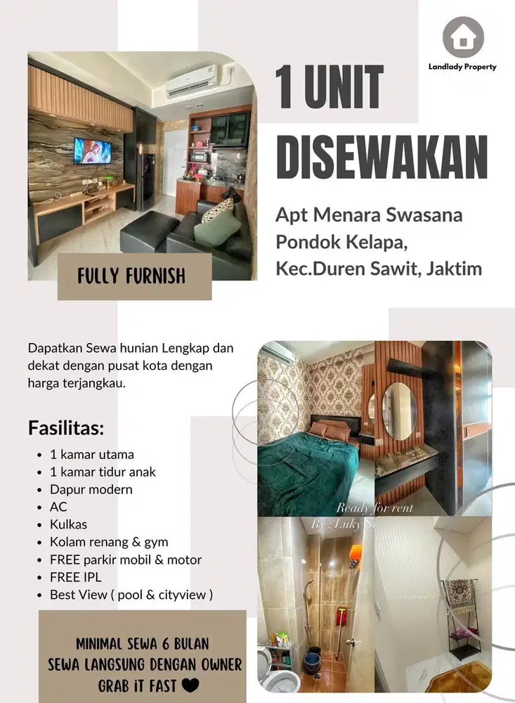 DISEWAKAN TIPE 2 Kamar